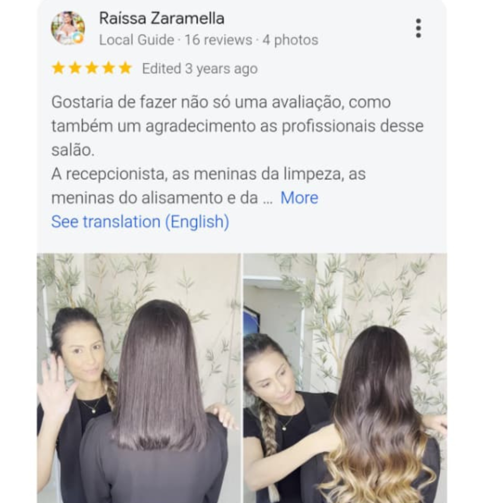 Avaliação real no Google - Edna Alongamentos